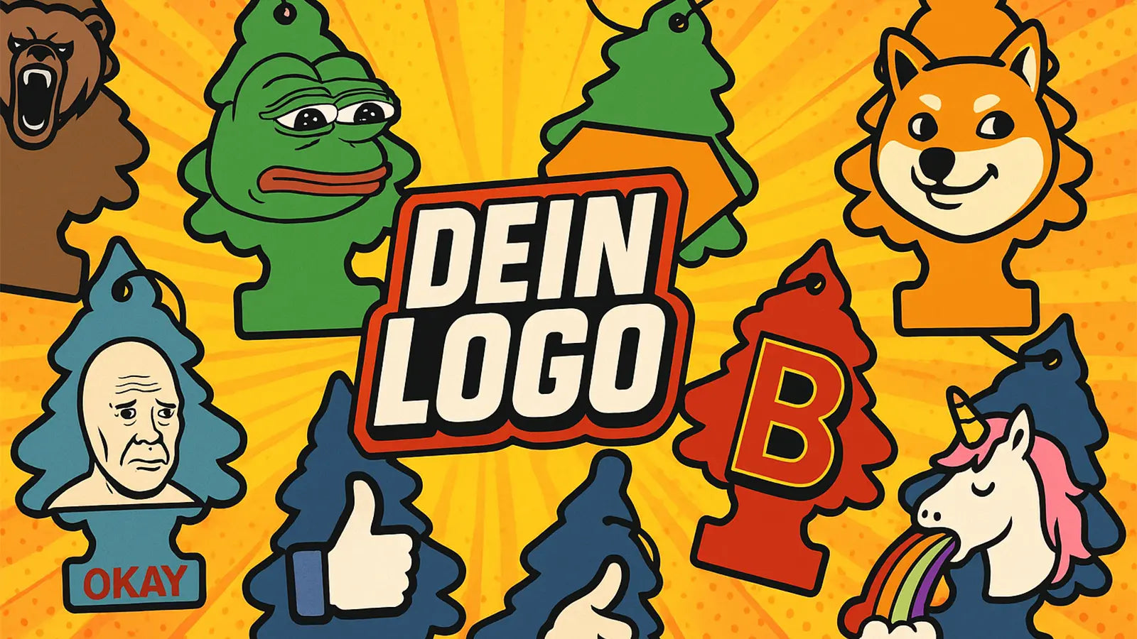 Banner mit personalisierten Duftbäumen